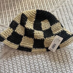 Black and Cream Checkered Bucket Hat